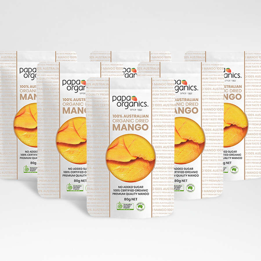 SOLD OUT!! Organic Dried Mango, 100% Australian Grown, 80g Six Pack